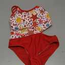 Girls One Piece Swimsuits Cute Bow Straps Flower Graphic Bathing Suits for Girls (9-10 Years, Red)
