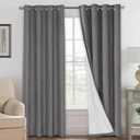 H.VERSAILTEX Linen Blackout Curtains 96 Inches Long 100% Absolutely Blackout Thermal Insulated Textured Linen Look Curtain Draperies Anti-Rust Grommet, Energy Saving with White Liner, 2 Panels, Grey