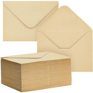 100 Pack A6 Kraft Paper Envelopes, V-Flap Envelope - Ideal for Invitations, Weddings, Birthdays, Baby Showers, Greeting Cards & Thank You Notes (Light Brown)