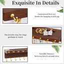 YYILIS Necklace Holder, Upgraded Extra Large Wall Necklace Organizer with 30 Hooks Wall Mounted Necklace Hanger with Jewelry Tray/Cosmetics Shelf Rustic Pine Wood Holder (Walnut)