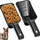 2 Cup Dog Food Scoop(2 Pack), Plastic Pet Food Scoop with Measuring Lines for Accurate Pet Food Portions,Dishwasher Safe (Black)