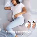 Momcozy Cooling Pregnancy Pillow,Original F Shaped Maternity Pillow for Pregnant Women with Adjustable Wedge Pillow, Full Body Support Pregnancy Pillows for Side Sleeping with Velvet Cover, Light Grey