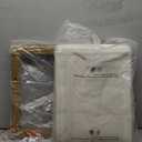 Vanity Stool, Faux Leather Vanity Chair Stool for Dressing Table, Modern Gold Metal Footstool Ottoman for Bedroom & Living Room, White & Gold