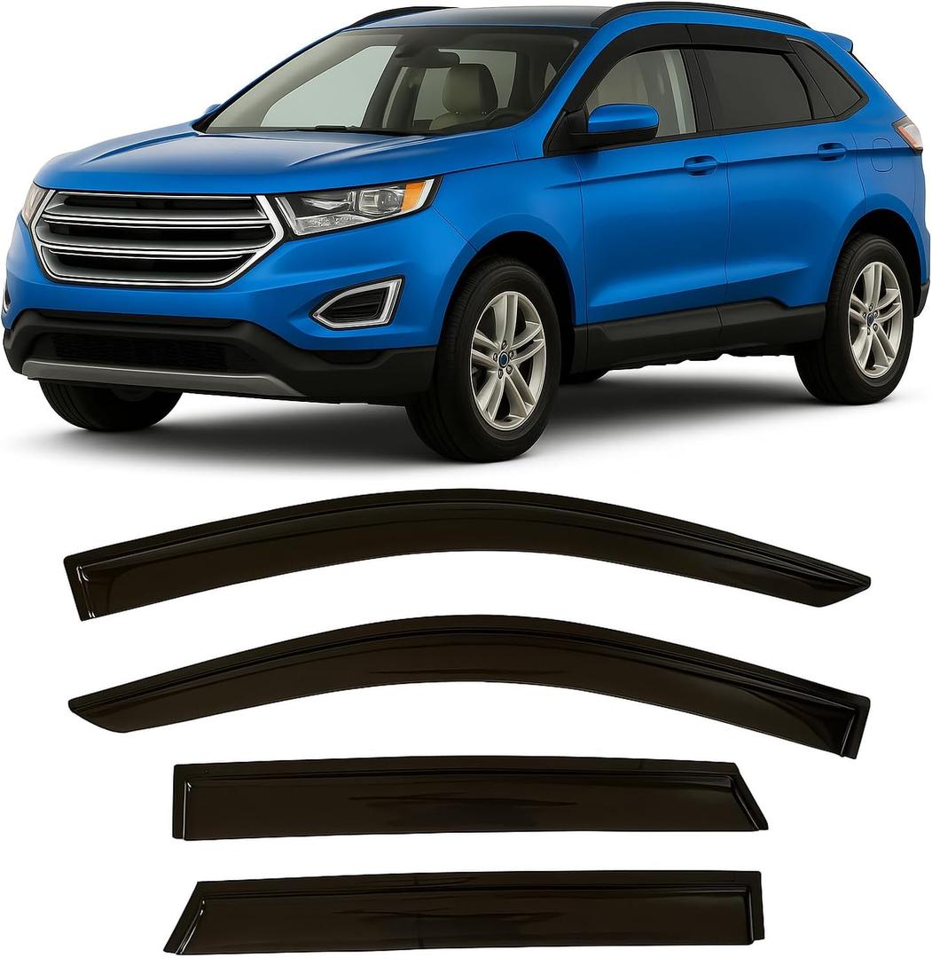 2015-2024 Tape-On Rain Guards for Ford Edge Extra Thick Side Window Deflector Visors SE SEL ST ST-Line Titanium 2016 2017 2018 2019 2020 2021 2022 2023