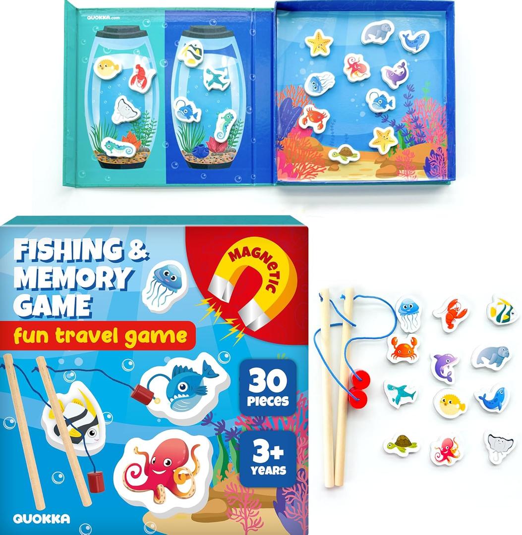 QUOKKA Magnet Game for Kids 3-5 Fishing Game Kids Ages 4-8 Magnetic Toddler Travel Toys 2-4 Years Old Car Airplane Road Trip Activities for Boys & Girls