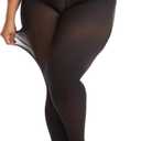Frola Plus Size Tights for Women Semi Opaque Control Top High Waist Stockings 60 Denier Women's Pantyhose 2X 3X 4X 5X (XX-Large Plus, Black)