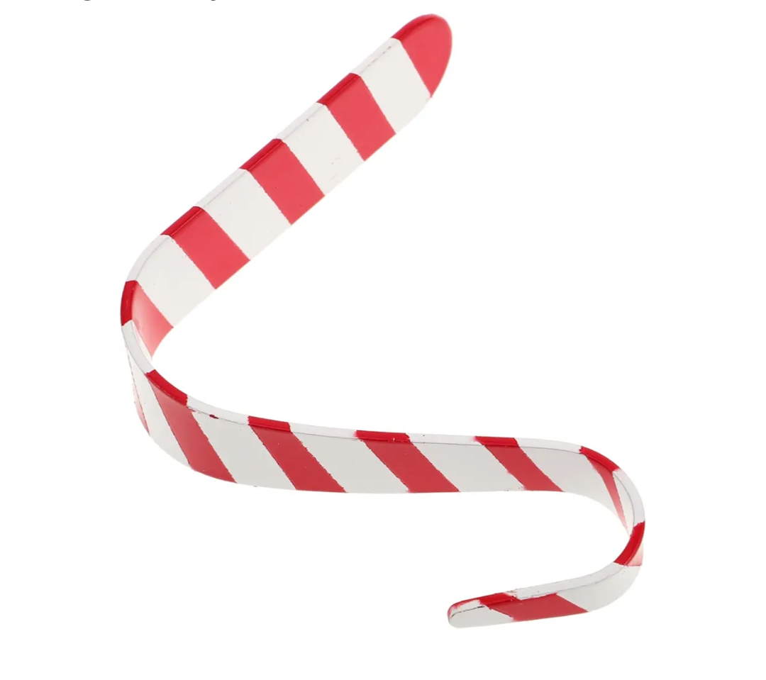 8 Pack Xmas Ornament Hooks Christmas Stocking Holders for Mantle Fireplace Stocking Hooks Striped Stocking Hanger Holiday Decor