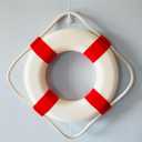 Life Preserver Ring,Safety Buoy for Swimming, 13.7 Inches Swim Foam Ring Decor Pool Safety Throw Rings, Boat Life Rings Rescue Lifeguard Wall Decoration, White/Red