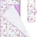 Toddler Nap Mat for Girls Floral, Toddlers Sleeping Mat with Fleece Blanket, Lightweight Perfect for Toddlers Preschool, Daycare, Travel Sleeping Bag, Fit Standard Cot (21" x 50")