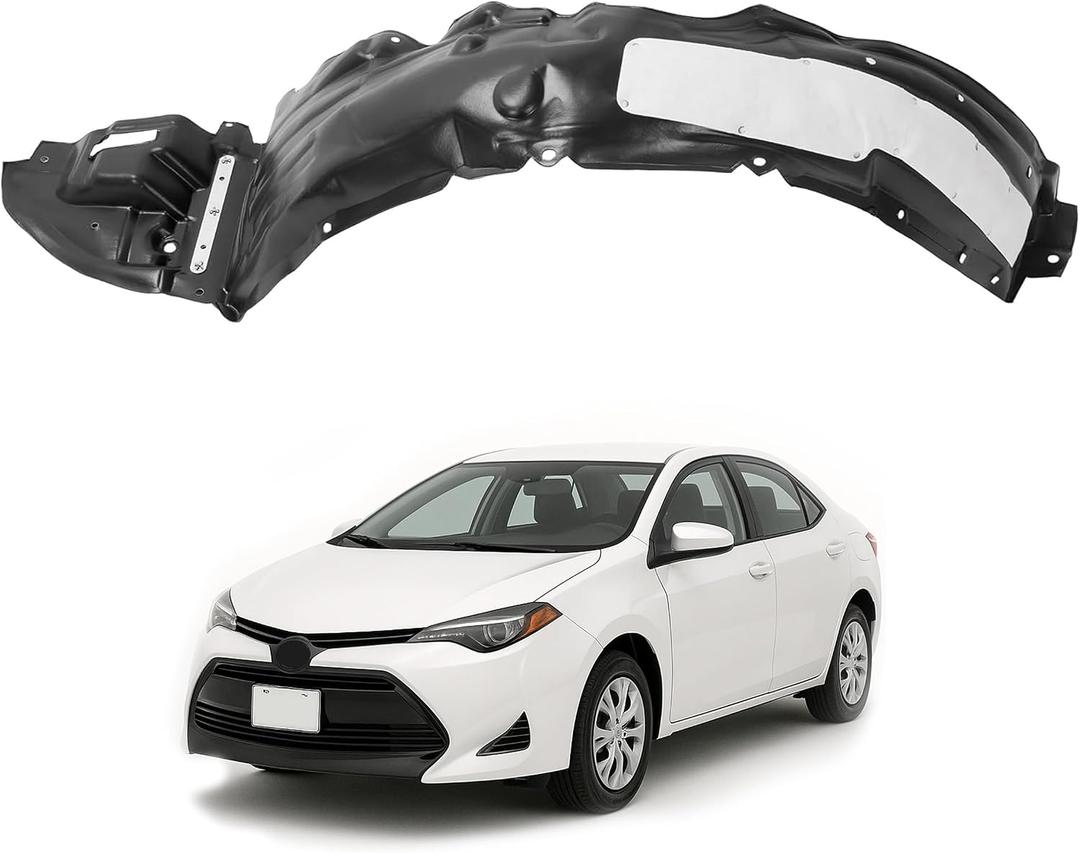 ALMULOO Front Left Fender Liner Panel Compatible with 2017-2019 Toyota Corolla, with Insulation Foam Replace for 5387602660 Driver Side Inner Wheel Liner Splash Shields Guard