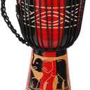 AIMEIS Djembe Drum 10'' x 20'' Goatskin African Drum Carved of Mahogany Hand Drums for Adults Beginner (Red)