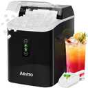 Aeitto Nugget Ice Maker Countertop, 42lbs/24H Ice Machine with 1.5L Water Tank, Rapid Ice Release in 6 Mins, Self-Cleaning Pebble Ice Maker with Basket and Scoop for Home Office RV and Party, Black
