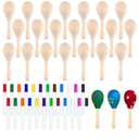 Morcheiong 24Pcs DIY Mini Wooden Maracas for Kids with 24Pcs Multicolor Pens, Fiesta Mexican Maracas Favors, Cinco De Mayo Party Supplies Decorations