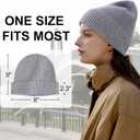 100% Merino Wool Beanie Hat for Men and Women, Unisex Thermal Winter Hat, One Size Cuffed Knit Ribbed Beanie (Gray)