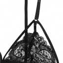 SOLY HUX Women's 2 Piece Lingerie Set Floral Lace Sexy Sheer Mesh Embroidered Garter Babydoll Wireless Bra and Panty Sets (Black, L)