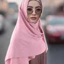 Geyoga Hijab Scarf for Women Soft Chiffon Rhinestone Long Scarf Shawl Fashion Muslim Hijab Head Wrap Scarves (Pink)