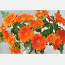 3 x 2 Pack Artificial Fall Flowers Orange Fall Floral Stems Fake Sunflower Daisy for Autumn Home Decorations -VASE NOT Included