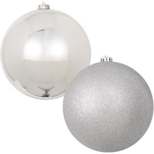 8in Large Christmas Ornaments Shatterproof Christmas Ball Ornaments Giant Xmas Tree Decoration Decorative Hanging Mercury Balls for Party,Home,Holiday(Silver,2pc)