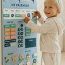 Beautiful Toddler and Kids Calendar - Perfect Homeschool Supplies With Months, Days of the Week, Season and Weather - Cute Play Room Decor Essentials for Preschool Learning & Organization (Mint)