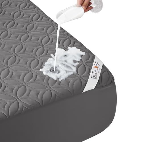 BEDLORE Waterproof Mattress Protector, Full Size Mattress Pad with Deep Pocket 6"-15" Depth, Soft Dirt-Proof Double Bed Mattress Cover for Bedroom, College Dorm, Hotel (Gray)