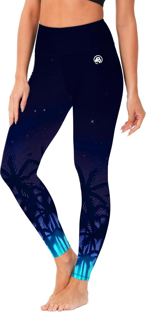 Women UPF 50+ Rash Guard Leggings Water Sport Pool Pants Tummy Control Swimming Tights Purple 2XL