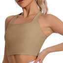 KOKITA Women's Sports Bra Fitness Short Tank Top Criss-Cross Back Padded Strappy Sports Bras Yoga Workout Bra, Medium