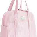 Insulated Lunch Bag for Women, 6-Hour Cold Retention Cooler Tote with Sturdy Handle, 15-Can Spacious Capacity, Leakproof Corduroy Fabric & Aluminum Foil Lining, (Pink)