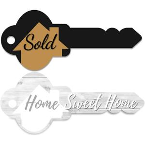 Labend Home 30" Large Sold Sign Key-Shaped - Double-Sided Home Sweet Home Real Estate Photo Prop - Closing Gift for Realtors & New Homeowners - Corrugated Plastic