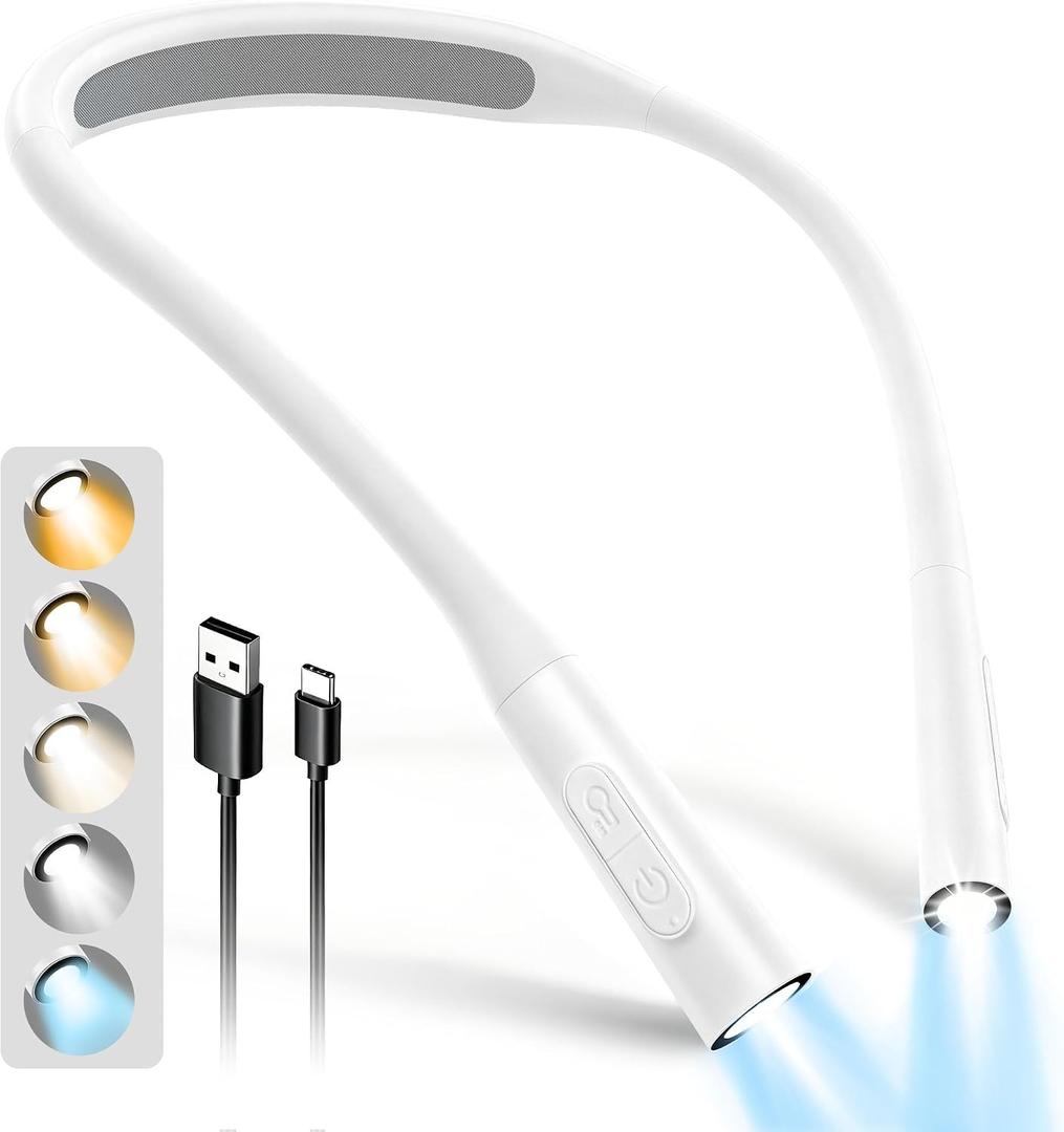 Glocusent Neck Book Light, Rechargeable Neck Lights for Crafts Reading