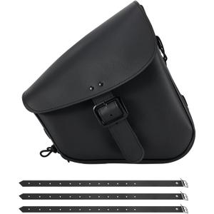 Motorcycle Saddle Bags Synthetic Leather Motorcycle Solo Swing Arm Bag For Softails Sportsters Choppers Waterproof Side Bags (Right Side, Black-Single Buckle, 11.5" x 10.25" x 3.9")