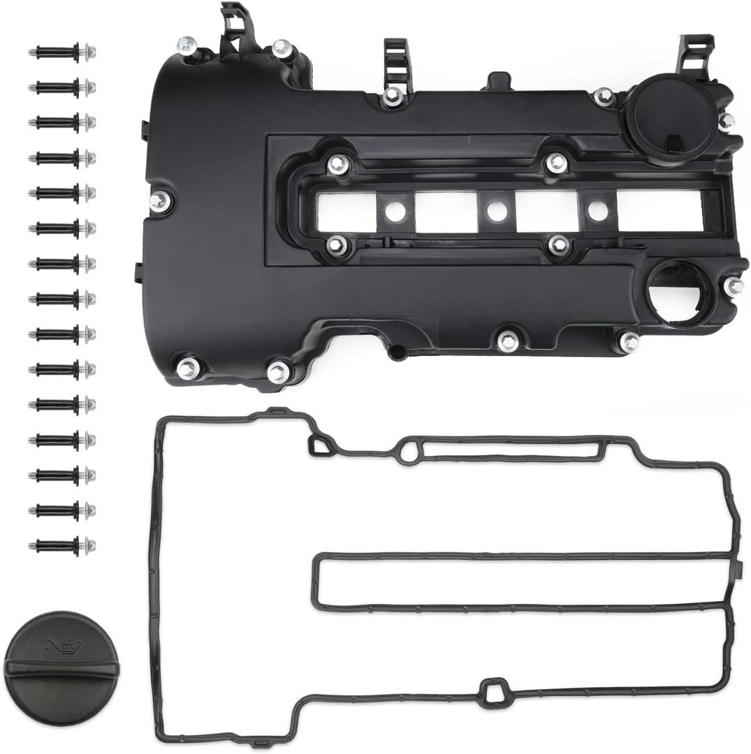 Engine Valve Cover Compatible with 2011-2021 Chevy Cruze Sonic Tracker Trax Buick Encore Cadillac ELR 1.4L Turbo OE Parts 55573746 25203036 25198877 (Black-New)