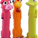 CHIWAVA 3 Pack 9" Squeaky Latex Dog Toys Standing Stick Animal Puppy Fetch Interactive Play for Small Medium Dogs