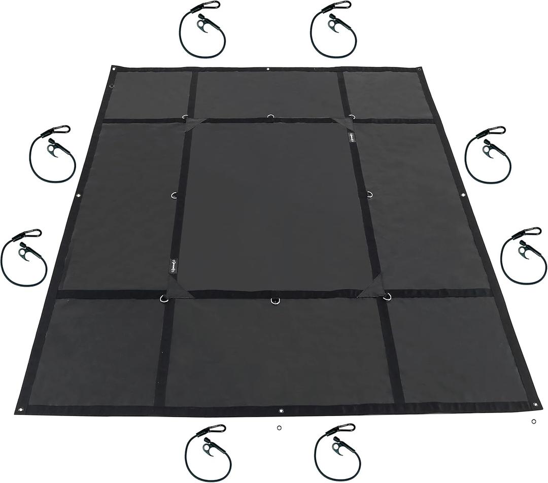 SPIDER Pickup Truck Bed Tarp (71 W x 76 L) - Heavy Duty Black Solid Waterproof Cargo Net Cover - Detachable Quick Adjust Tie Downs - Fits Short Bed (5'6") and Trailers
