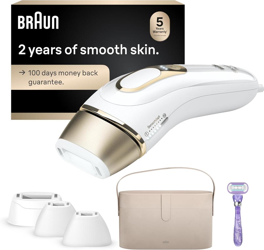 Braun Smart IPL, Silk·Expert Pro 5: at Home Laser Hair Removal for Women and Men, Permanent Visible Hair Reduction in Hair Regrowth for Body & Face, Wide Head and Two Precision Heads, IPL5347