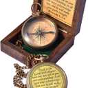 Trust in The Lord With All Your Heart - Proverbs 3:5-6 Quote Engraved Compass With Wooden Box, Greeting Card, Gift Compass, Graduation Day Gifts 2024 for Women Men Boys Girls