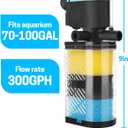 AquaMiracle Aquarium Filter 3-Stage in-Tank Filter Internal Fish Tank Filter Turtle Filter for 70-100 Gallon Fish Tanks with Dual Water Outlet & Aeration
