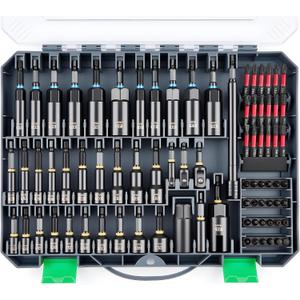 Magnetic Impact Nut Driver Set, Metric & SAE Driver Bit Set with Socket Adapters, Bit Holder, Wing Nut Driver, Universal Sockets, Quick Release Extension, Power Bits (80 Pcs Assorted)