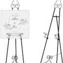 HAITRALBlack Easel Stand for Sign, Adjustable Display Easel Stand with Chain Support, Heavy Duty Metal Easel forWeddingSign,Art,Pictures,Paintings,55" H Welcome Poster Stand Sign Holder Floor Dcor