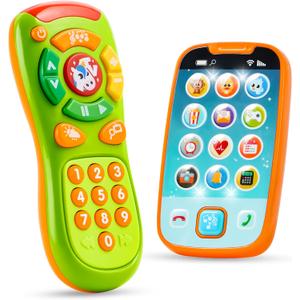 JOYIN Baby Toy Phone, Remote and Smartphone with Music, Fun Learning Musical Toys for Babies, Boys or Girls, Holiday Stocking Stuffers, Birthday Gifts for Kids, Gift for Christmas