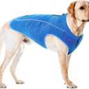 Insulated Fleece Sweater for Dogs | Lightweight Warm Dog Vest | Zipper Port for Harness | Cold Weather Winter Jacket | Rain Snow Repellant Coat | Adjustable for  Male Dogs (Blue/L)