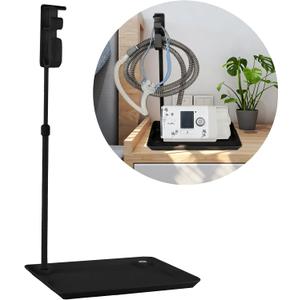 CPAP Hose Holder for Bed - (Wall-Damage-Free) Black CPAP Machine Protective Tray with Adjustable Height Hook for Hanging Mask & Accessories to Keep Bedside Tidy
