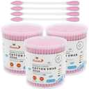 Pink Cotton Swabs Precision Pointed - 600 Count Pointy Cotton Buds Double Side Tightly Wrapped Cotton Tips Paper Stick Organic Soft Gentle Lint-Free Cruelty-Free, Pointy & Round (Pink)