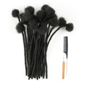 4inch 30 Strands 100% Human Hair Dreadlock Extensions, 0.4cm Width Handmade Loc Extensions Human Hair for Men Women Kids, Permanent Dread Extensions Can Be Dyed Bleached Curled(Natural Black)