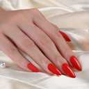 Pack of 2 Frinail Classic Red Press On Nails, Timeless Red Almond False Nails Medium Length, Reusable Acrylic Stick On Fake Nails with Glue Salon Quality in 15 Sizes,30 Valentine Nail Kit