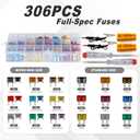 306 PCS Car Fuses Assortment Kit, Micro + Mini + Standard Blade Fuses Automotive Kit (2A 5A 7.5A 10A 15A 20A 25A 30A 35A) + Puller Replacement for Car Truck Boat RV Motorcycle Camper