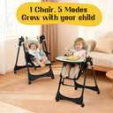 6-in-1 Convertible High Chair with Rocker | Baby High Chair for Newborn to Toddler (0-3 Years) | Adjustable, Foldable & Easy-Clean with Dishwasher Safe Tray & Tool-Free Assembly,Black-Green