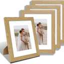 Hongkee 8x10 Picture Frame Set of 4, Made of Real Glass and Natural Oak Wooden Frame, 8 by 10 Photo for Wall or Tabletop - Display Picture 5x7 with Mat or 8x10 Without Mat