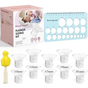 Flange Sizing Kit 3-in-1 with 13/15/17/19/21mm for 24mm Electric Breast Pump Flanges/Shields, 10PCS Soft Silicone Flange Inserts for More Comfortable Pumping, BPA-Free, Essential for Moms