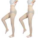 ERASILKEN-X 2-Pack Slightly Transparent Tights for girls & women, High Elasticity Sheen Glossy Pantyhose, Anti-Snag Stretchy, Versatile for Work Sports Dance Casual Daily Wear（M-Nude-Stirrup）