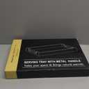 Fibogollo Bamboo Serving Tray with Metal Handles,15x10in Ottoman Decorative Trays Platter for Coffee Table, Living Room, Bar, Party, Medium (Black)